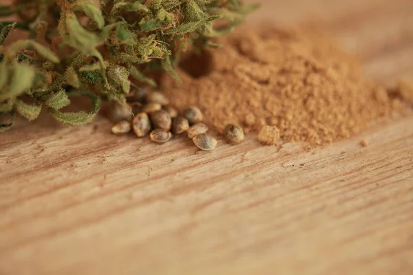 Cannabis Cbd Farinha Sementes Cânhamo — Fotografia de Stock