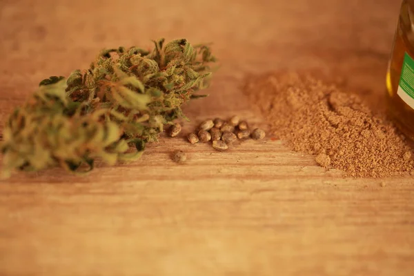 Cannabis cbd huile graines de chanvre farine — Photo