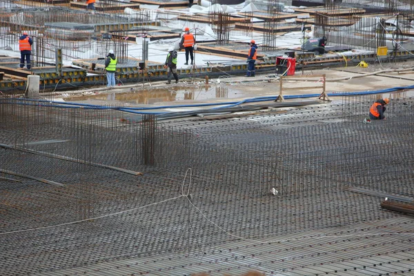 Trabalhadores Fundação Local Construção Uniforme — Fotografia de Stock