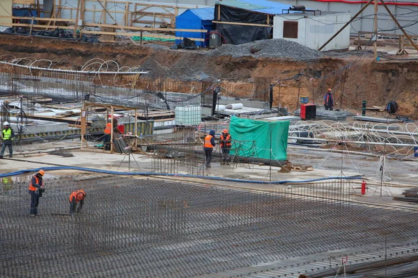 Trabajadores Cimentación Obra Uniforme — Foto de Stock