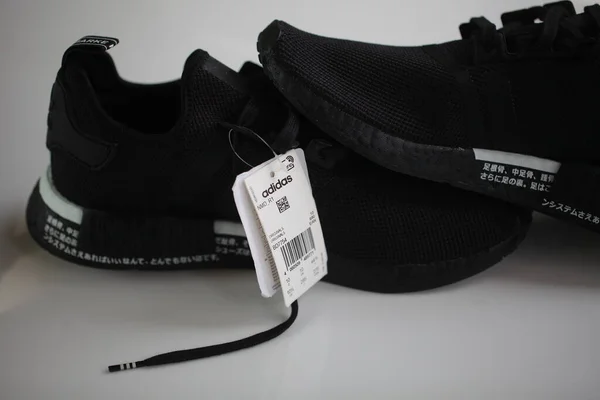 Nuevos Zapatos Deportivos Negros Modelo Adidas Nmd Belarus Minsk 2020 —  Fotos de Stock