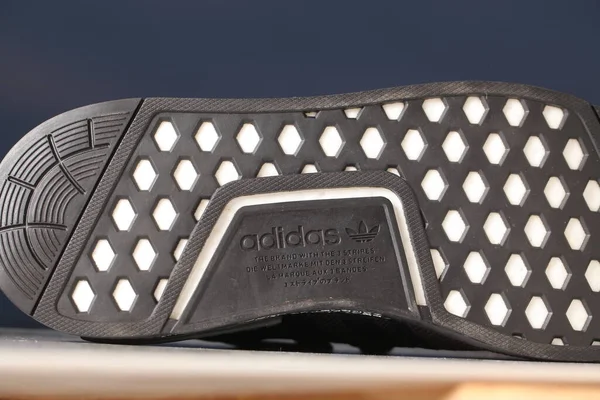 Black Sports Shoes Adidas Model Nmd_R1 Belarus Minsk 2020 — Stock Photo, Image