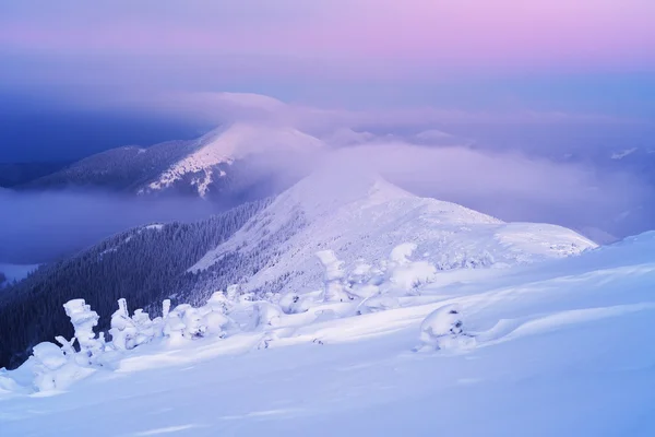 Winterlandschap met bergtoppen — Stockfoto