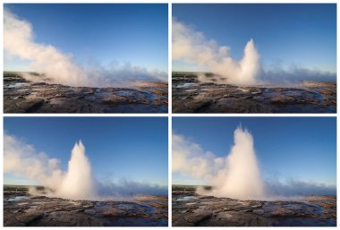 İzlanda 'da Strokkur Gayzer Patlaması