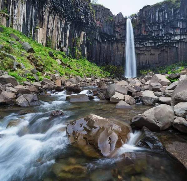 Cachoeira Svartifoss no sudeste da Islândia — Fotografia de Stock