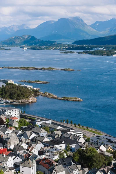 View from the Aksla mountain in the city of Alesund — Stock Photo, Image