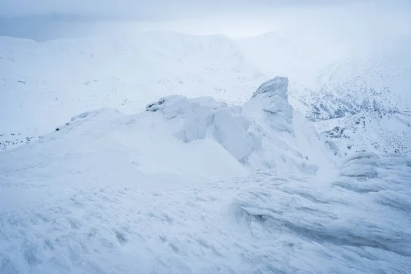 Paesaggio invernale con gelo su una roccia — Foto Stock