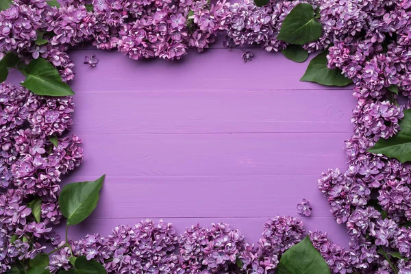 Marco de flores lila y espacio para texto —  Fotos de Stock