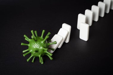 Kişisel izolasyon ve sosyal uzaklık. Coronavirus COVID-19 salgını sırasında karantina uygulaması. Salgını durdurma kavramı