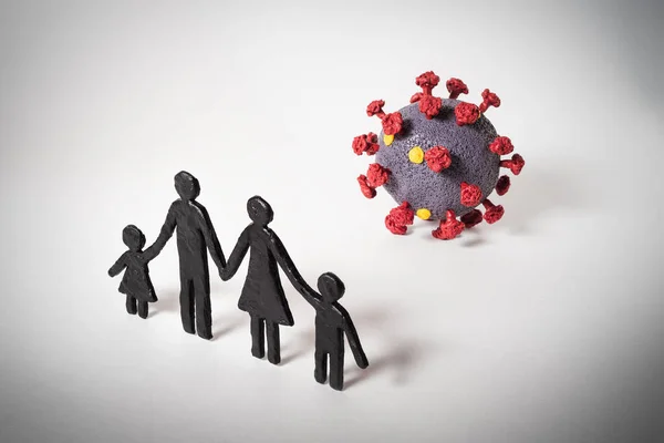 Zagrożenie Coronavirus Sars Cov Dla Każdej Rodziny Znaczenie Izolacji Kwarantanny — Zdjęcie stockowe