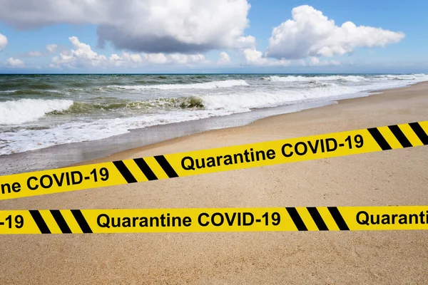 Quarantine Covid Ban Visiting Beaches Challenge Tourism Sector — Stock Photo, Image
