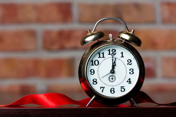 Christmas concept - vintage alarm clock — Stock Photo, Image