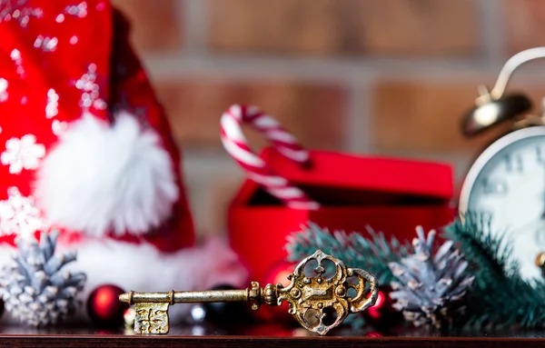 Christmas decorations on table — Stock Photo, Image