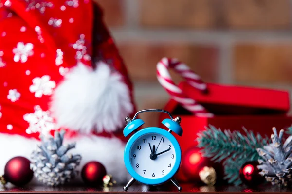 Christmas concept - vintage alarm clock — Stock Photo, Image