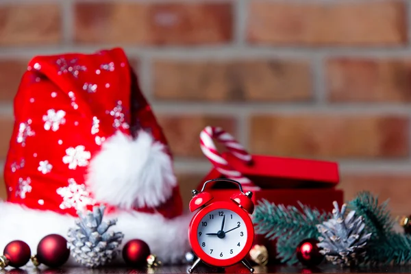 Christmas concept - vintage alarm clock — Stock Photo, Image