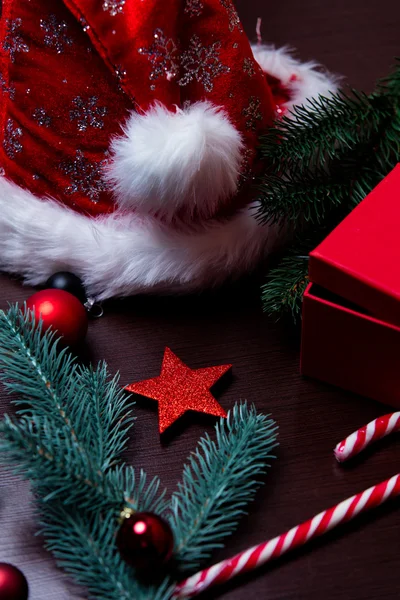 Christmas decorations on table — Stock Photo, Image