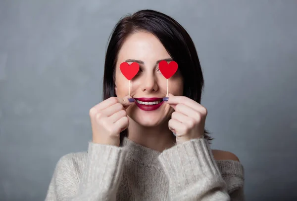 Woman with valentines hearts — Stock Photo, Image