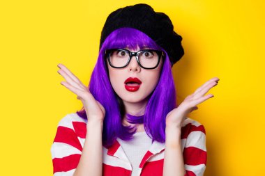 woman with purple hair  clipart