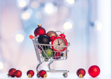 Noel alam saat ve alışveriş sepeti 