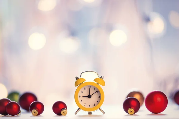 Christmas alarm clock with baubles — Stock Photo, Image