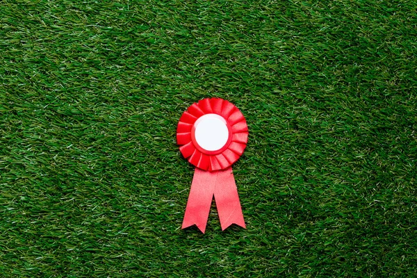Petit prix gagnant rouge sur pelouse verte d'herbe d'été — Photo