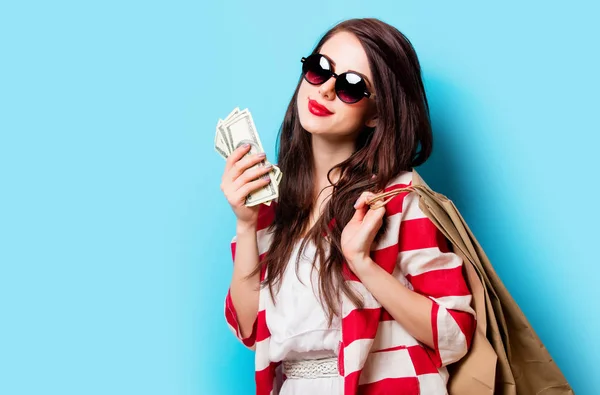 Young woman with money — Stock Photo, Image