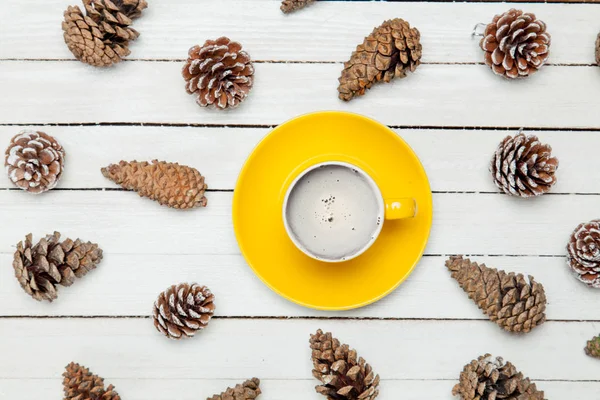Yellow cup of coffee — Stock Photo, Image