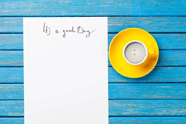 Paper It's a good day and cup of coffee — Stock Photo, Image