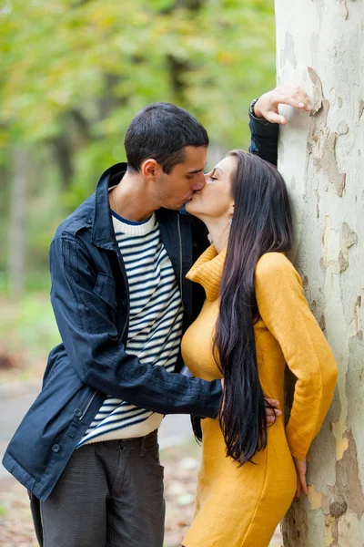 年轻夫妇拥抱和亲吻 — 图库照片
