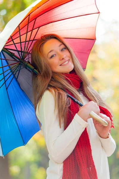 Beautiful young woman with umbrella — Stock Photo, Image