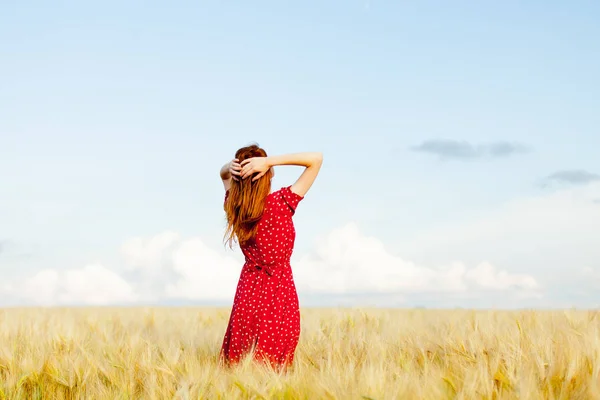 밭에 아름 다운 젊은 여자 — 스톡 사진
