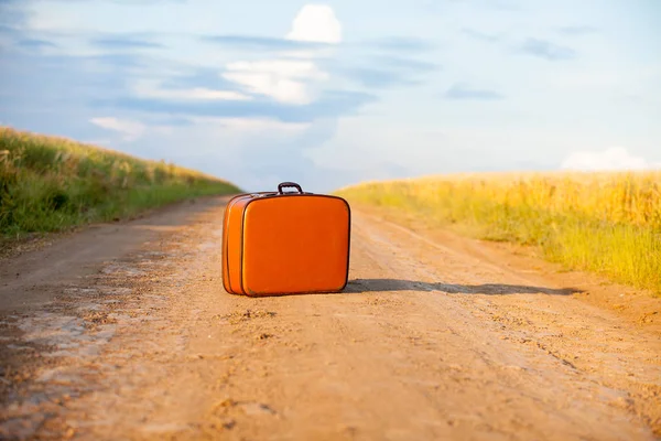 茶色の革のスーツケース — ストック写真