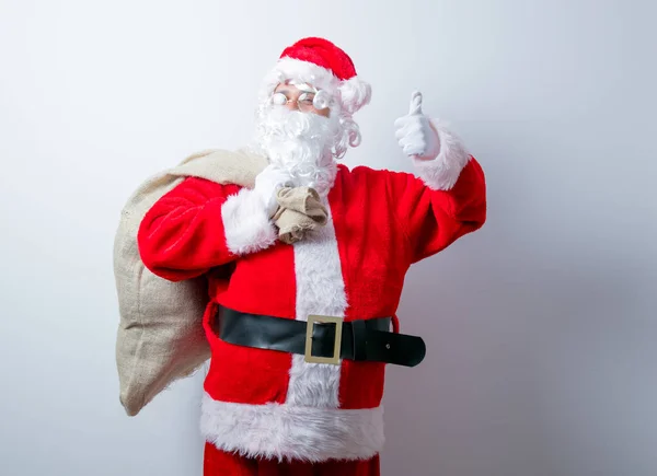 Komik Noel Baba torbayla — Stok fotoğraf