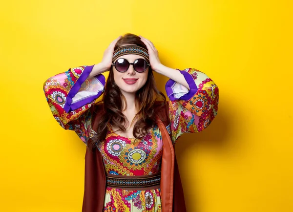 Young hippie girl with sunglasses — Stock Photo, Image