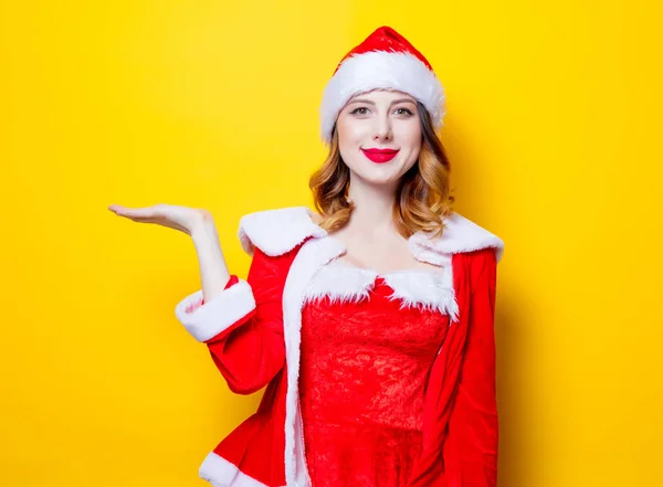 Young Santa  girl in red clothes — Stock Photo, Image