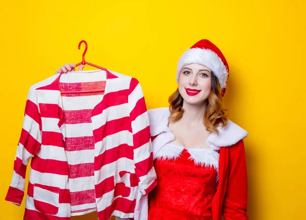 Santa girl  with shirt — Stock Photo, Image