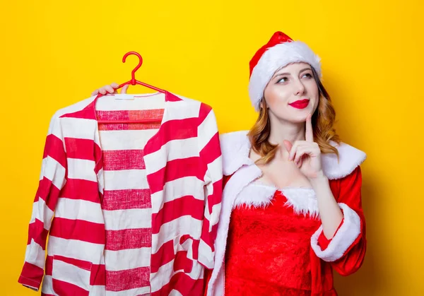 Santa girl  with shirt — Stock Photo, Image