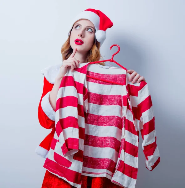 Santa lány piros ruha ing — Stock Fotó