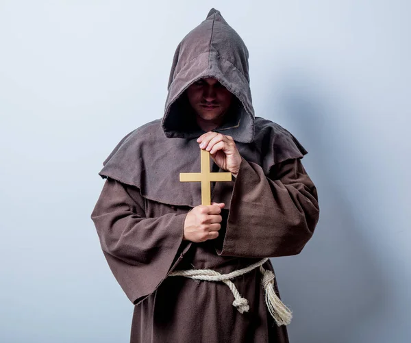 Catholic monk with cross — Stock Photo, Image