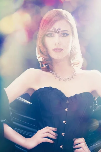 Femeia de moda in corset — Fotografie, imagine de stoc