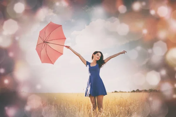 Redhead girl with umbrella — Stock Photo, Image