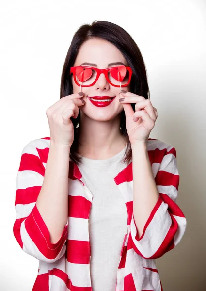 Woman with heart shapes — Stock Photo, Image