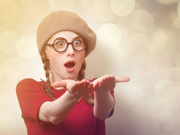 Redhead girl with pigtails — Stock Photo, Image