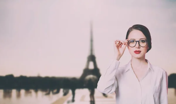 Young business woman with eyeglasses — Stock Photo, Image