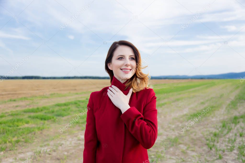 Woman at countryside field 