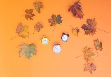 sonbahar akçaağaç yaprakları ile çalar saat