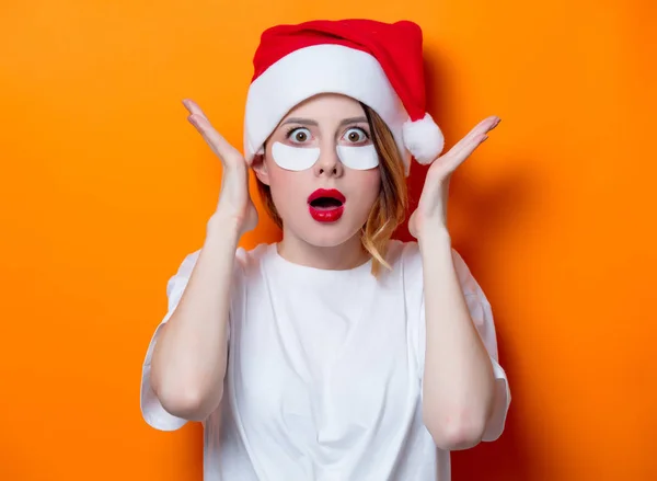 Mujer con sombrero de Santa Claus — Foto de Stock