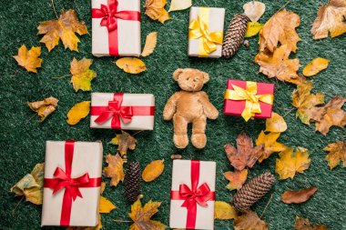 oyuncak ayı ve hediye kutuları