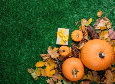 hediye kutusu ve turuncu kabak 