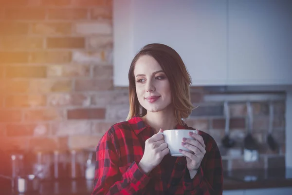 Young woman with cup — Stock Photo, Image